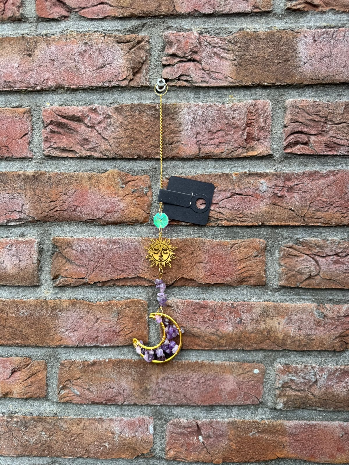 Amethyst Moon & Sun Wall Hanging – Celestial Crystal Decor, Ophalen of Verzenden, Zo goed als nieuw, Oor- of Traguspiercing