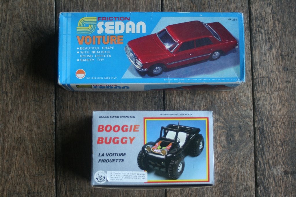 2 x blikken auto's jaren 60/70 (in originele doos), Antiek en Kunst, Antiek | Speelgoed, Ophalen