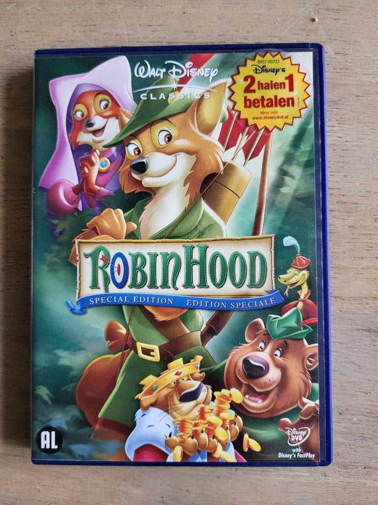 DVD Robin Hood - Disney, Cd's en Dvd's, Dvd's | Kinderen en Jeugd, Zo goed als nieuw, Alle leeftijden, Ophalen of Verzenden
