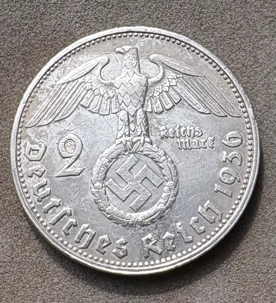 2 Reichsmark 1936G Hindenburg Zilveren Munt Duitsland, Ophalen of Verzenden, Duitsland, Losse munt, Zilver