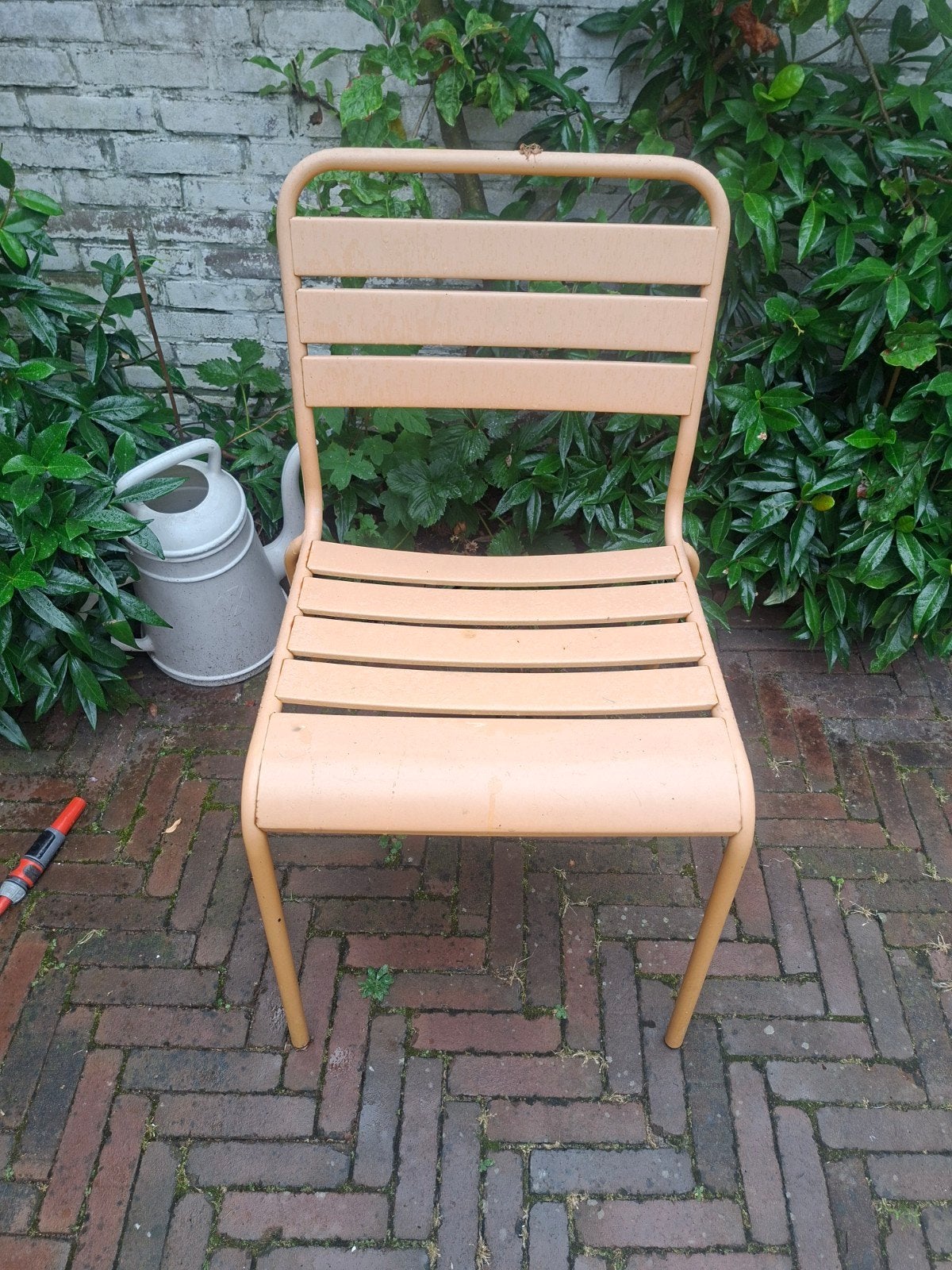 Gebruikte stalen tuinstoelen met roestplekjes, Ophalen, Gebruikt, Metaal