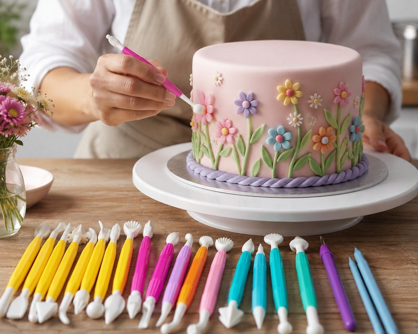Uitgebreide set fondant gereedschap voor taartdecoratie, Ophalen of Verzenden, Nieuw, Taarten of Cupcakes, Overige typen