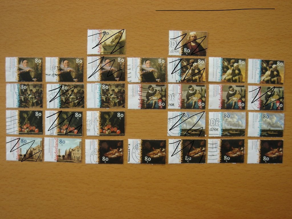 Nederlandse kunst 17e eeuw 19x , Postzegels en Munten, Ophalen of Verzenden, Na 1940, Gestempeld