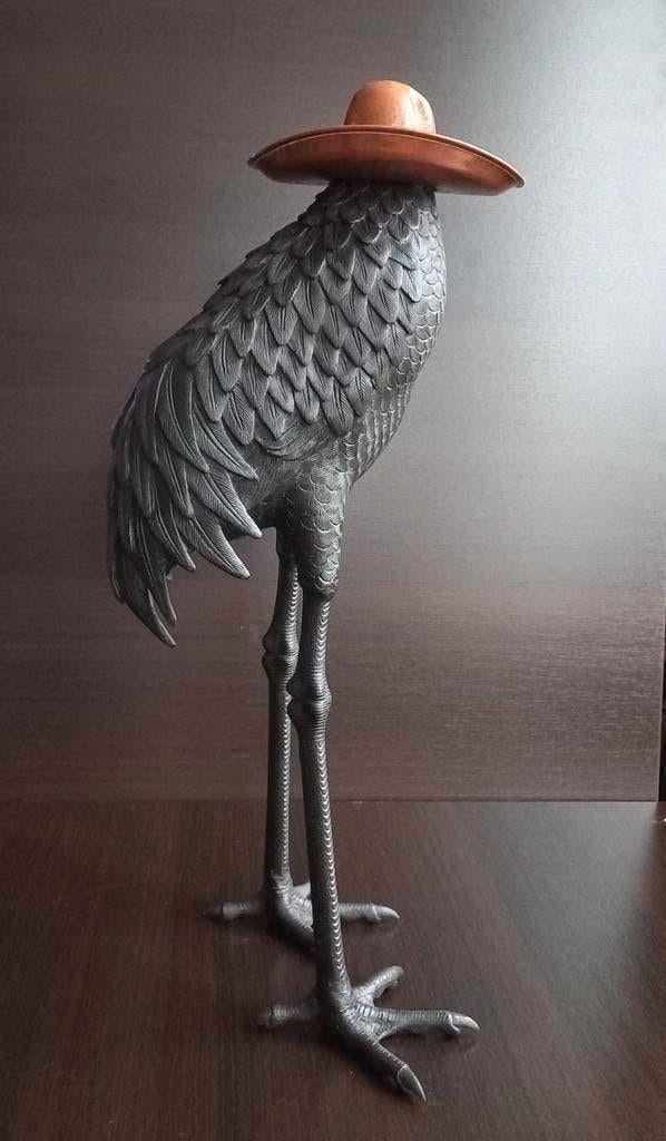 Bronzen beeld ,Bronze Crane Bird Sculptures , Brons Art deco, Ophalen of Verzenden, Brons