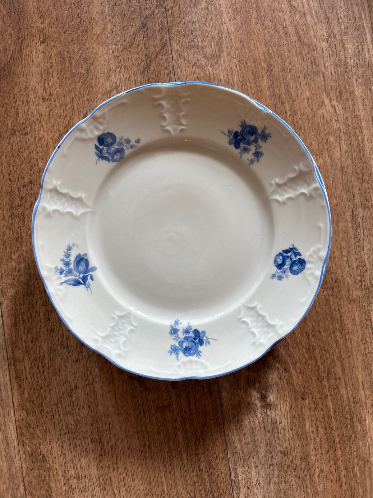 4x Maastricht Mosa borden met blauw bloemmotief, 21 cm, Ophalen of Verzenden