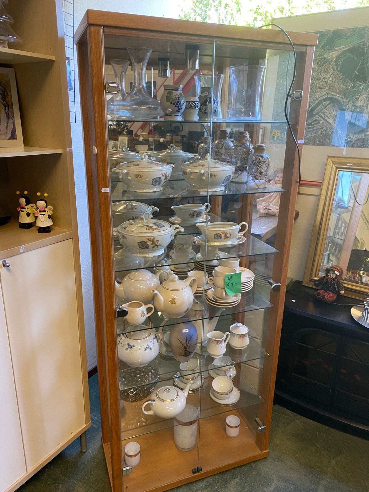 Vintage Vitrinekast / Servicekast met Verlichting, Ophalen, Gebruikt, 150 tot 200 cm, 25 tot 50 cm