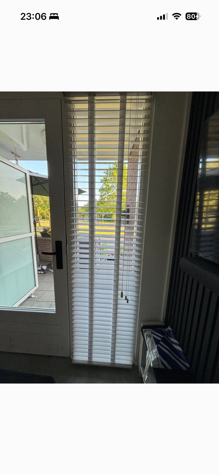 Witte houten jaloezie shutter 54x204, Ophalen, Jaloezie, Gebruikt, Hout