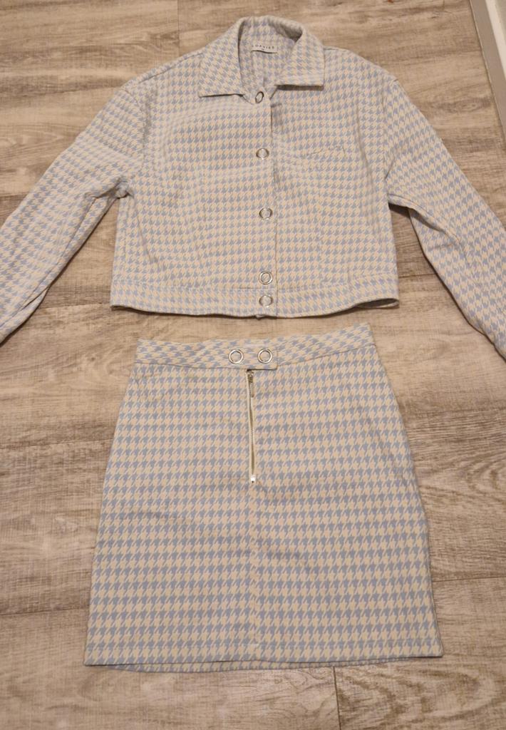 Loavies tweed setje XS - Jasje en rokje, Kostuum of Pak, Blauw, Ophalen of Verzenden, Maat 34 (XS) of kleiner