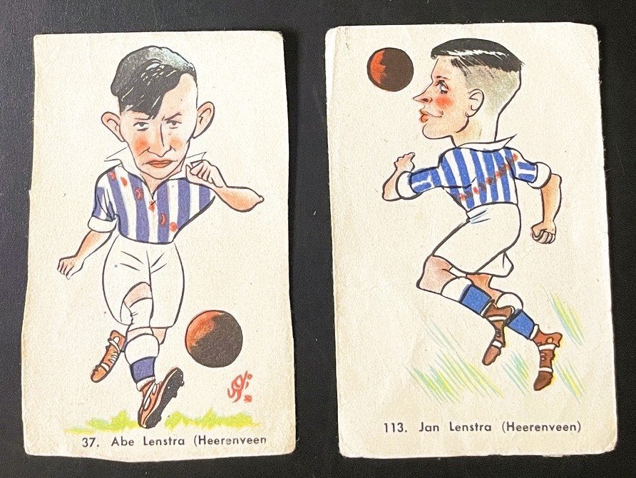 SC Heerenveen - Abe Lenstra & Jan Lenstra - 2 plaatjes 1950, Verzamelen, Verzenden, Gebruikt, Overige binnenlandse clubs, Poster, Plaatje of Sticker