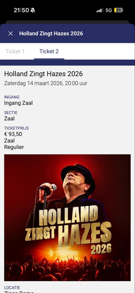 Staanplaatsen Holland Zingt Hazes, Twee personen, Maart, Levenslied