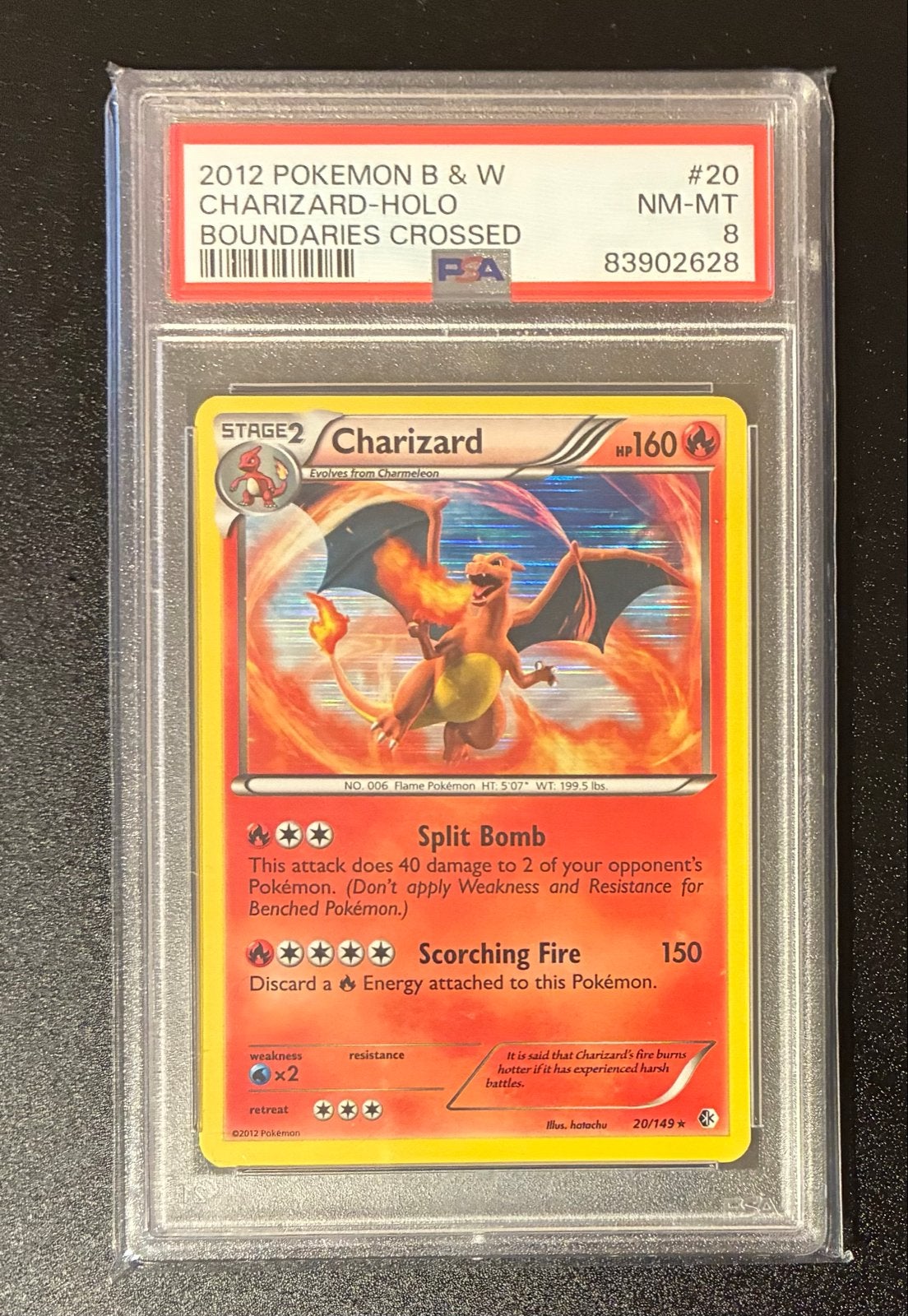 Charizard #20 | Boundaries Crossed | PSA 8 | Pokémon Kaart, Ophalen of Verzenden, Zo goed als nieuw, Losse kaart