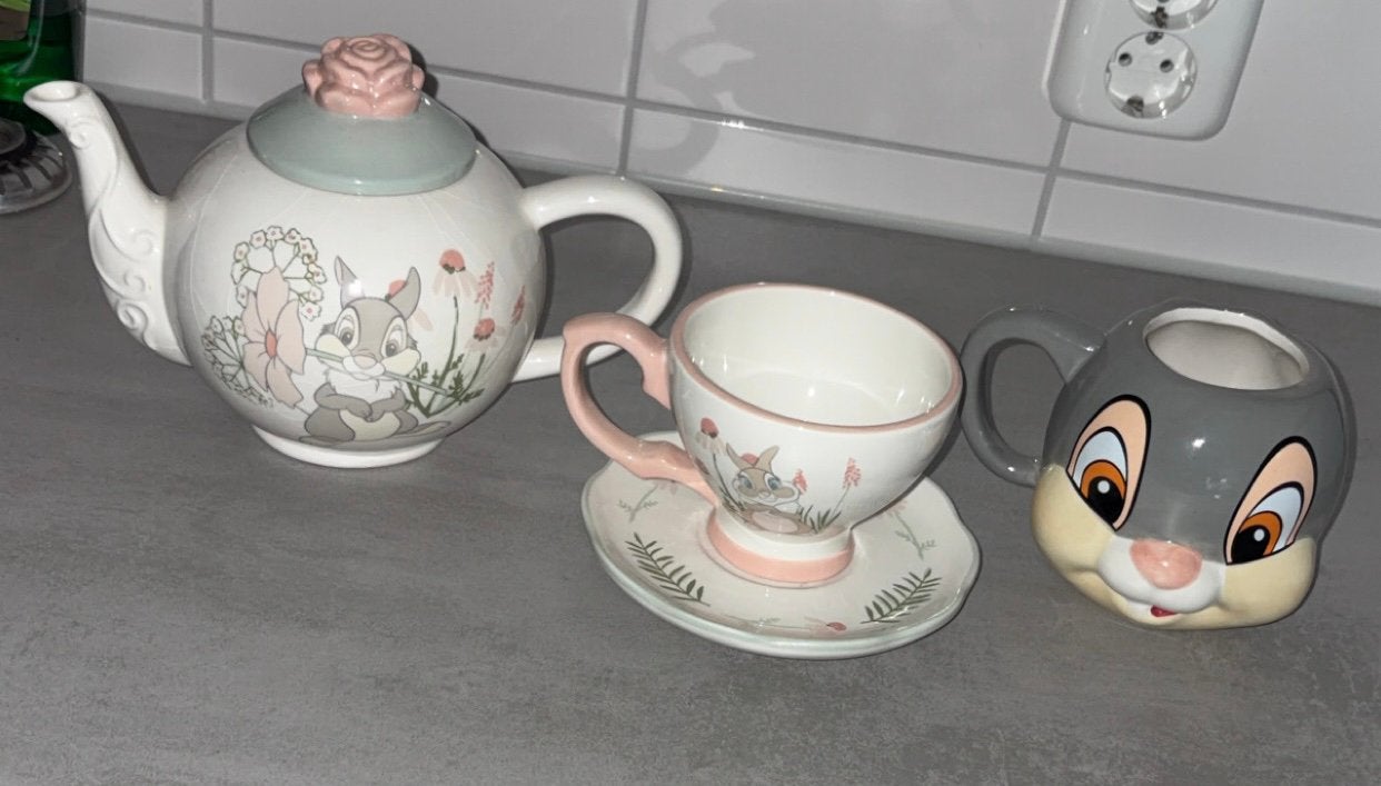 Stampertje theepot & mokken, Ophalen, Bambi of Dumbo, Nieuw, Servies