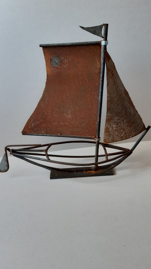 Zeilboot.Tuindecoratie/ornament. Smeedijzer., Ophalen of Verzenden