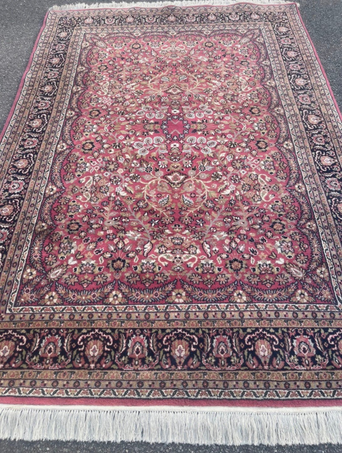Handgeknoopt tapiit 162cm x 252cm oosterse Oriënt Perzië wol, Verzenden, 150 tot 200 cm, Zo goed als nieuw, Rood