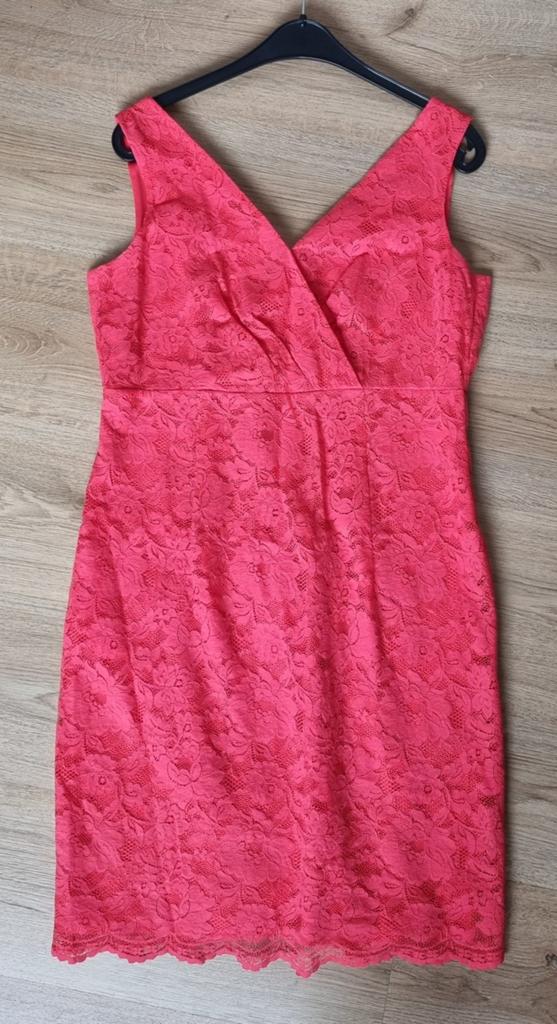 Esprit Kanten Jurk Koraal, Kleding | Dames, Jurken, Zo goed als nieuw, Maat 38/40 (M), Overige kleuren, Knielengte, Ophalen of Verzenden