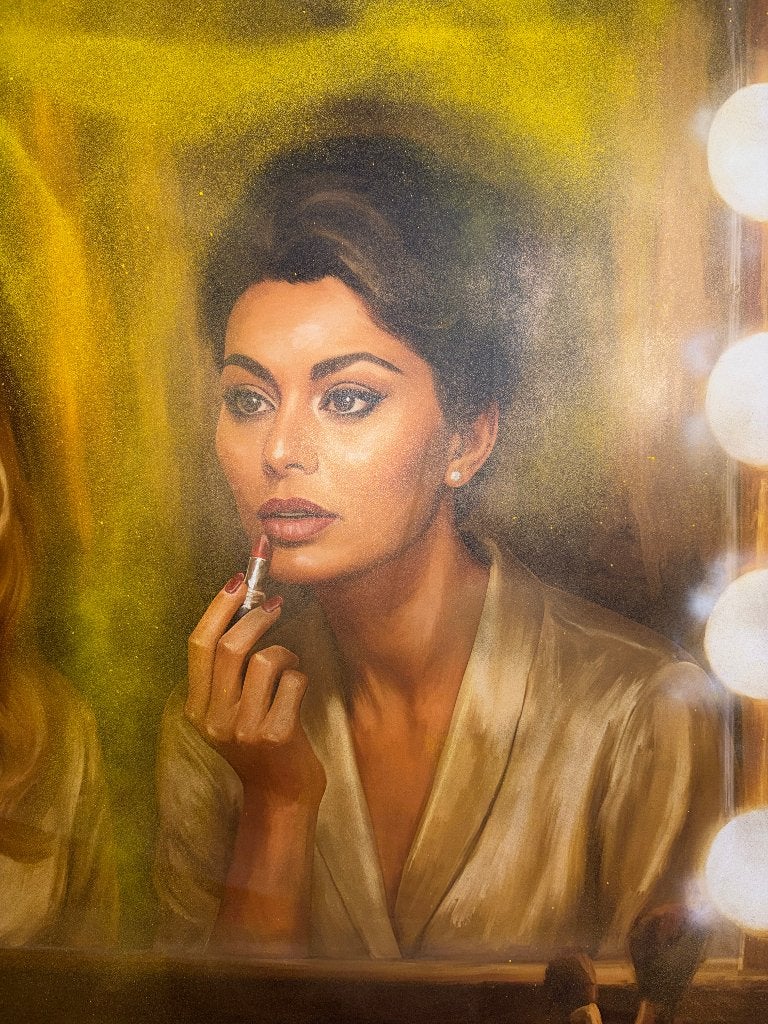 Schilderij XXL Bridgette Bardot & Sophia Loren | Aluminium, Ophalen, Figuren, Olieverf, Gelimiteerde oplage