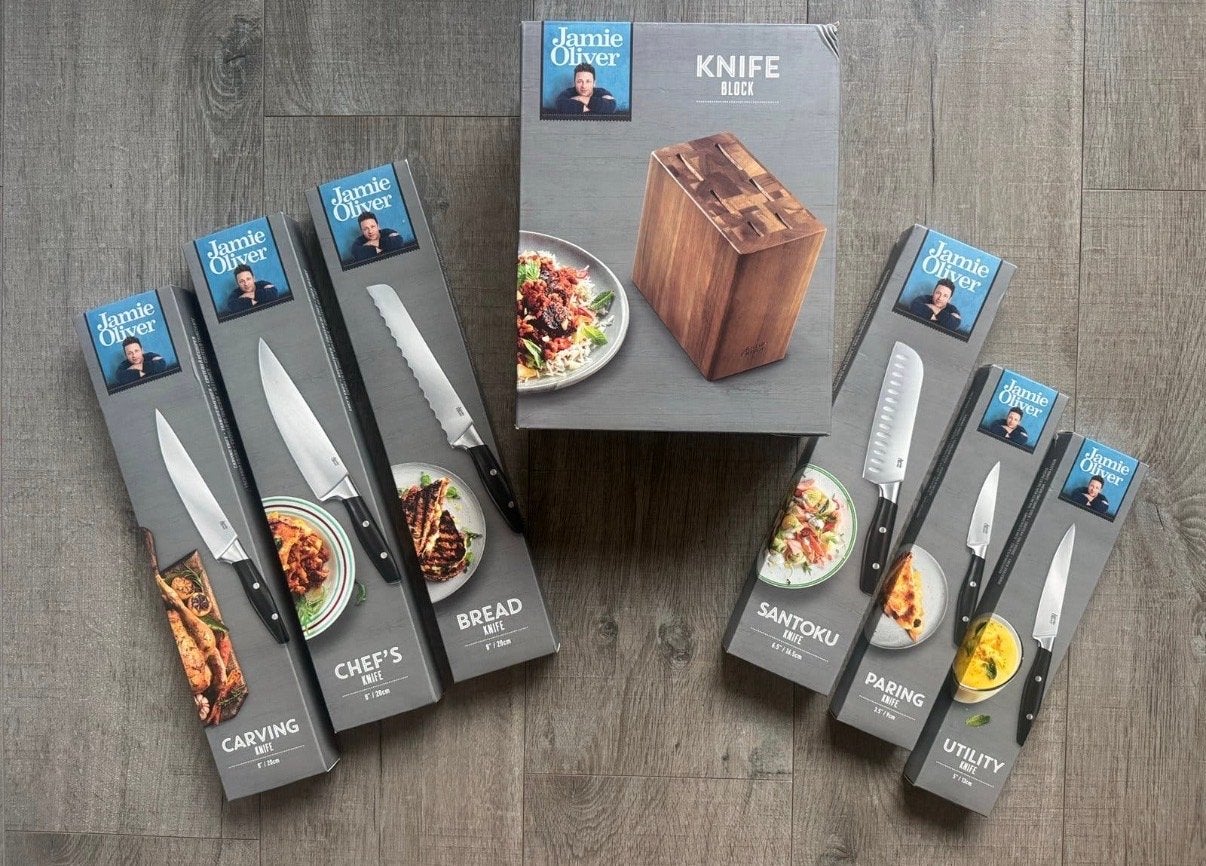 Jamie Oliver by Tefal Messenset met Blok - Nieuw, Bestekset, Nieuw, Ophalen of Verzenden, Rvs of Chroom