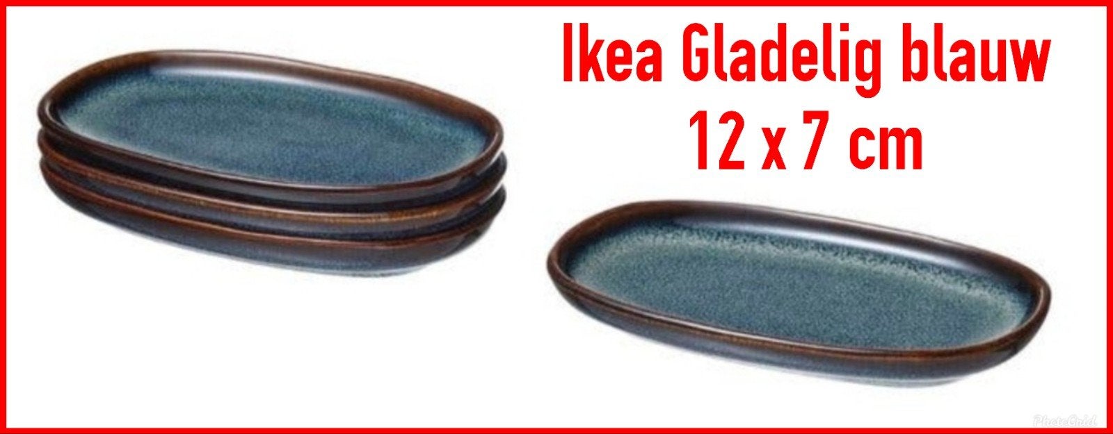 GEVRAAGD Ikea Gladelig donkerblauw schaaltjes 12x7 cm, Ophalen, IKEA, Overige stijlen, Schaal of Schalen