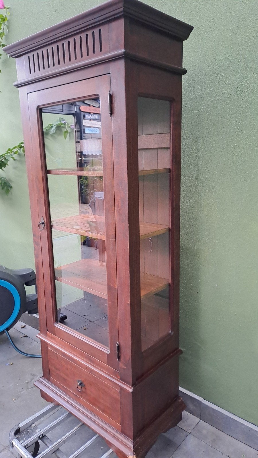 Koloniale Vitrinekast met Lade en Glazen Deur, Ophalen, Gebruikt, Met deur(en), Glas