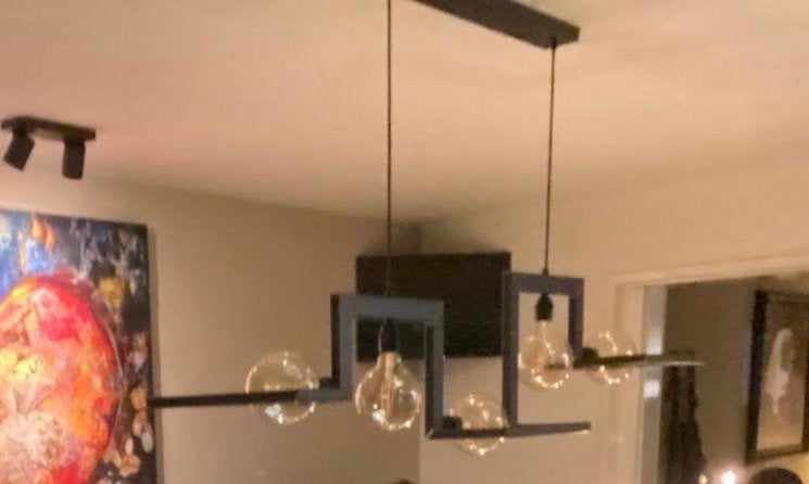 Hanglamp met 5 lampen, 2 nog beschikbaar, ca. 4 jaar oud, Ophalen, Gebruikt, Metaal