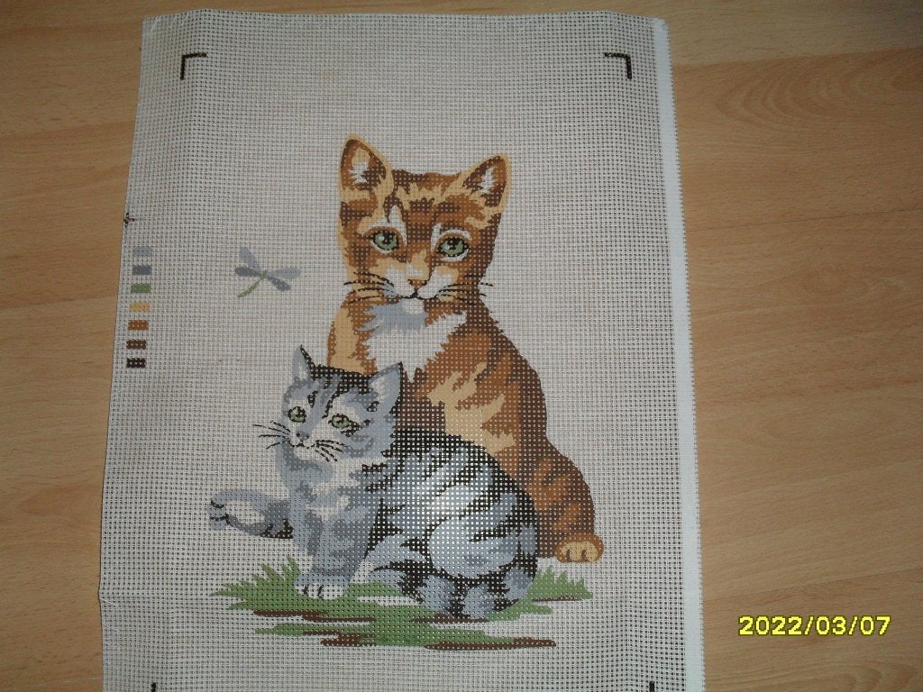 NIEUW Voorbedrukt stramien Poes met Kitten. Verkoop ook DMC, Ophalen of Verzenden, Nieuw, Handborduren, Onderdeel of Toebehoren