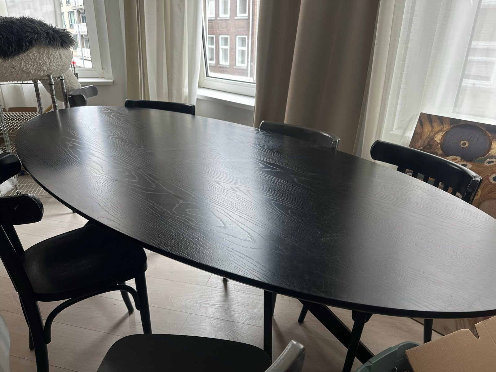 Ovale eettafel van Woood - Zwart, Huis en Inrichting, Ophalen, Gebruikt, 50 tot 100 cm, 150 tot 200 cm