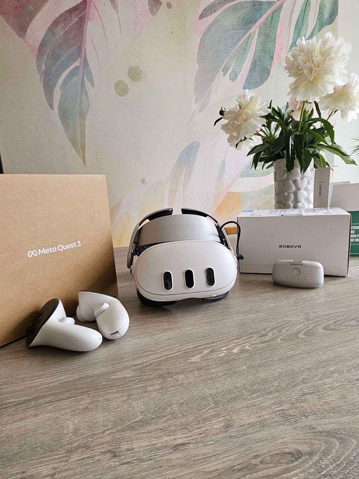 Meta Quest 3 met BoboVR headstrap en controllers, Ophalen of Verzenden, Zo goed als nieuw, VR-bril, Overige platformen