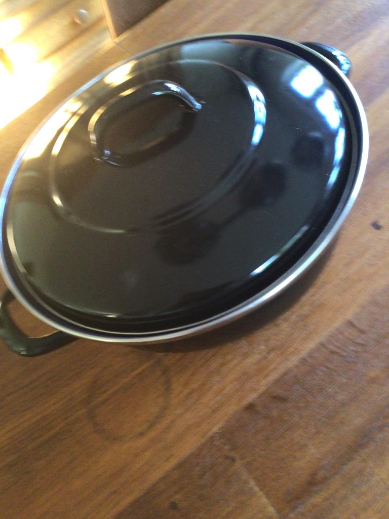 Geëmaillieerde pan 30  cm, Ophalen of Verzenden, Zo goed als nieuw, Gietijzer, Koekenpan of Braadpan