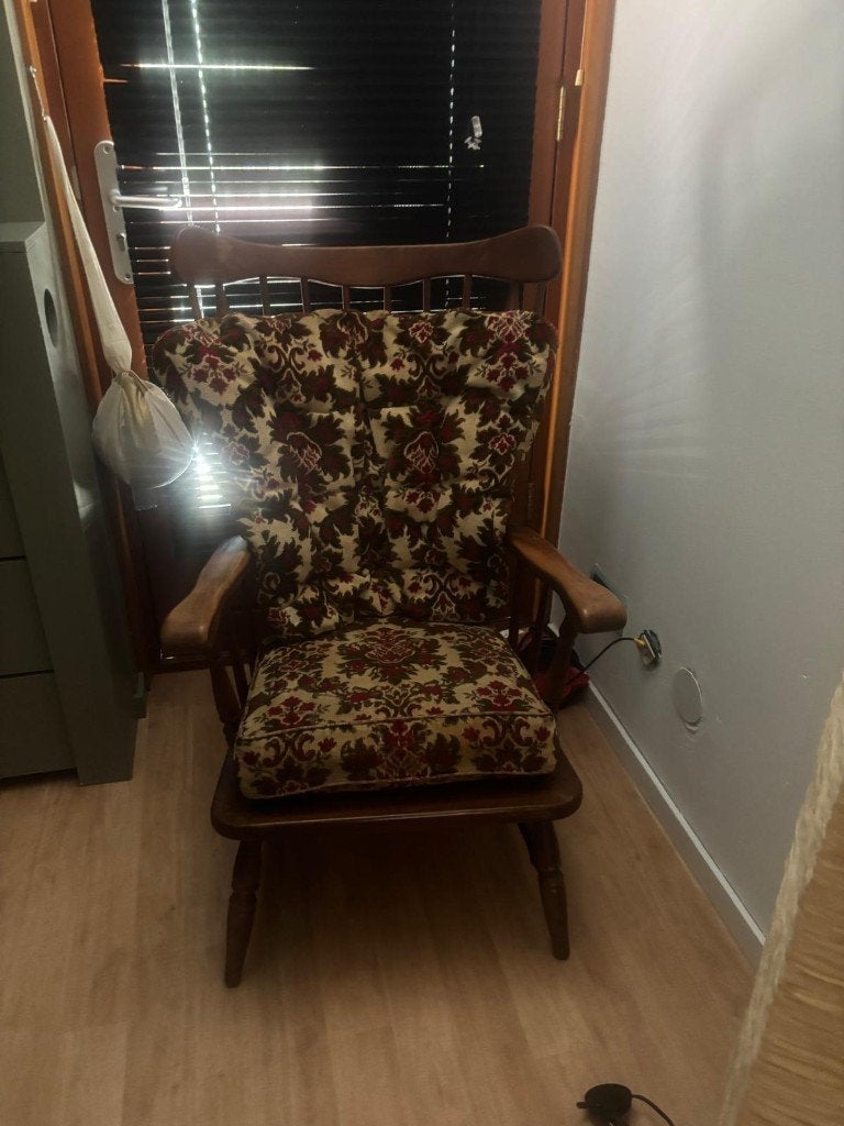 "vintage" stoel, Gebruikt, Bruin, Stof, Eén