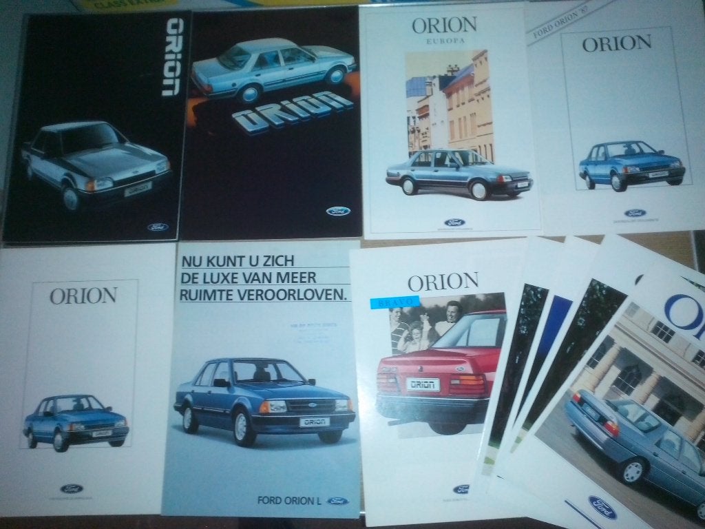 11x Ford Orion brochures folders aktiemodellen uit NL D F GB, Ophalen of Verzenden, Zo goed als nieuw, Ford