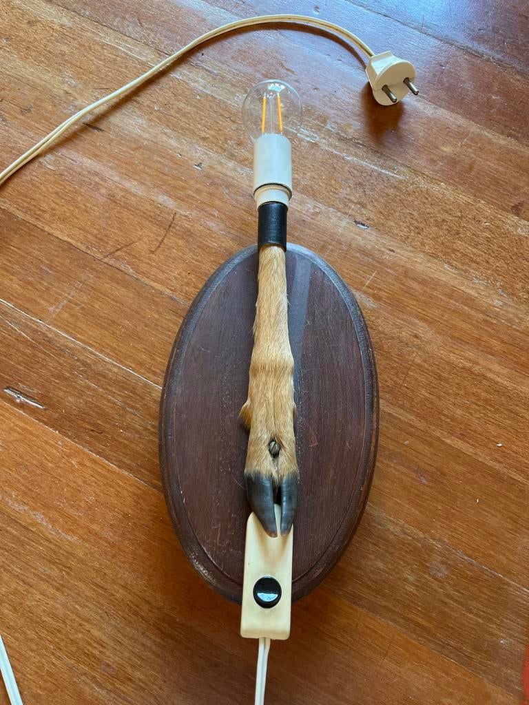 Vintage curiosa wandlampje bokkenpoot, Antiek en Kunst, Ophalen