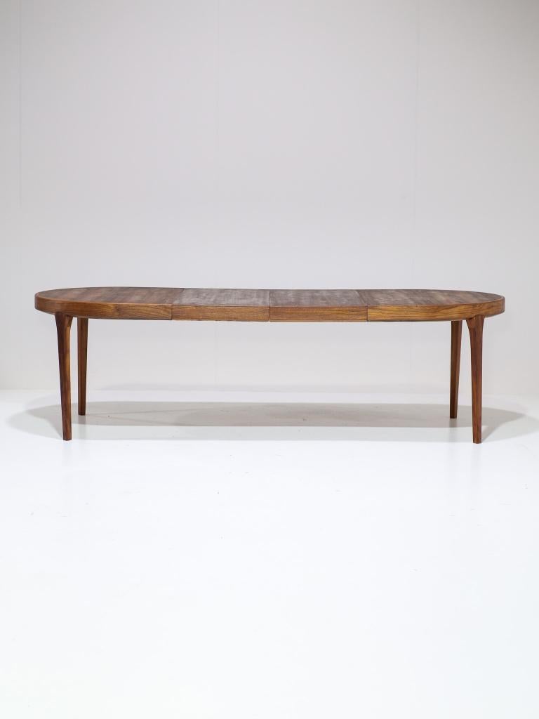 Ovale eettafel uitschuifbaar teak Deens vintage, Ophalen, 100 tot 150 cm, -, -