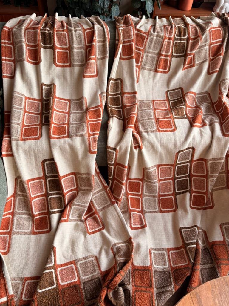 Super toffe vintage / retro 70s gordijnen, ± 160 x 235 hoog, Huis en Inrichting, Stoffering | Gordijnen en Lamellen, Vintage, retro, spage age, mid century