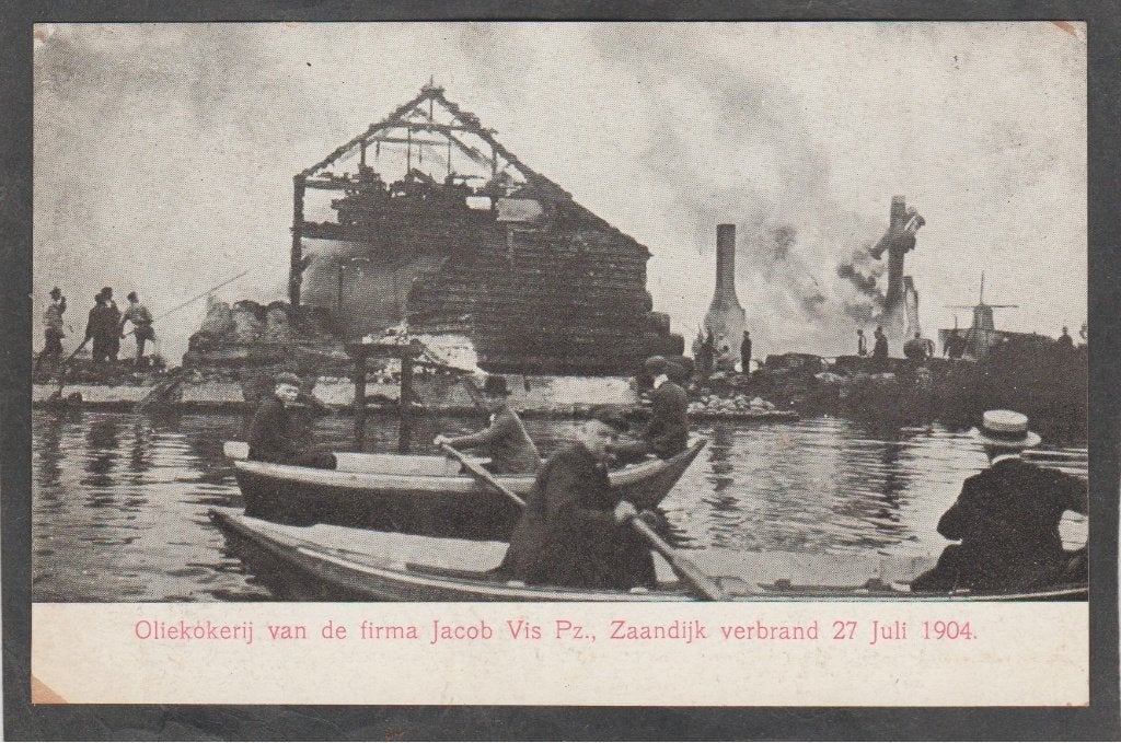 westzaan brand bij oliekokerij  van de firma j. vis en molen, Verzenden, Voor 1920, Ongelopen, Noord-Holland