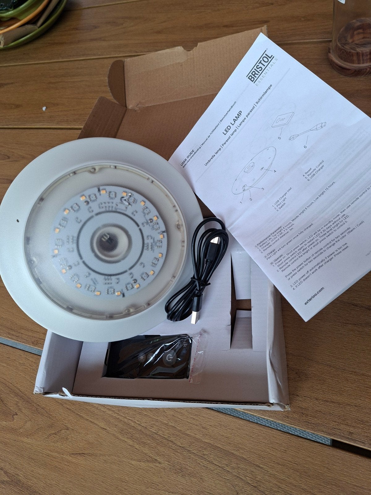 Bristol Essentials Parasol LED Lamp met Afstandsbediening, Kunststof, Minder dan 50 watt, Accu, Overige typen