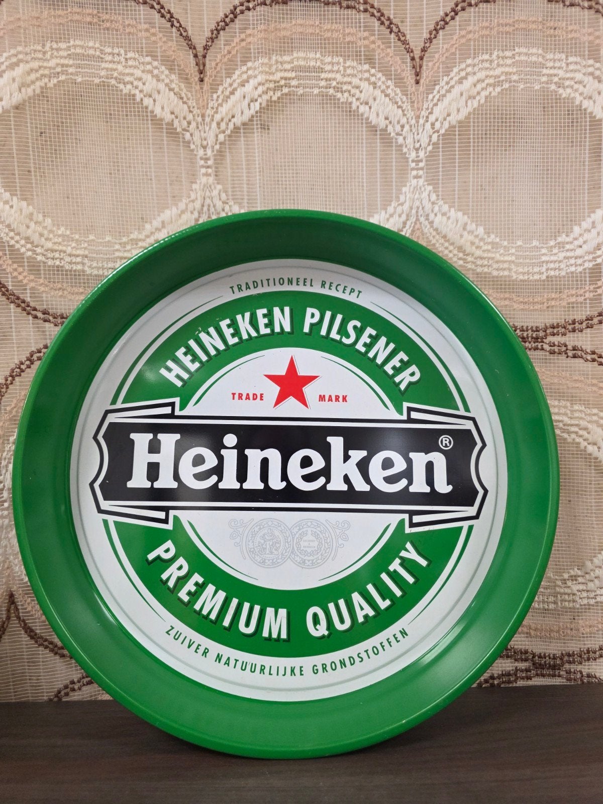 Vintage Heineken rond metalen dienblad, Verzamelen, Biermerken, Ophalen of Verzenden, Gebruikt, Overige typen, Heineken