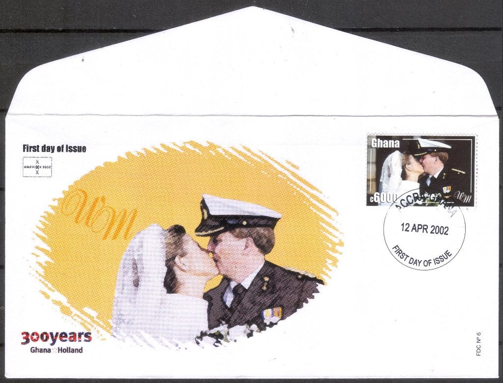 Ghana - Willem-Alexander en Máxima (4), Postzegels en Munten, Verzenden, Envelop