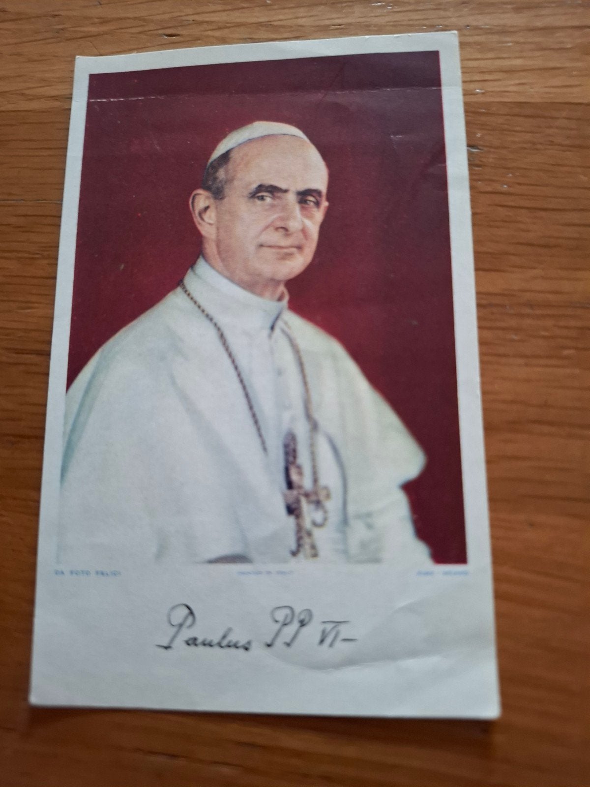 Vintage devotieprentje Paus Paulus VI (1963-1978), Verzamelen, Ophalen of Verzenden, Gebruikt