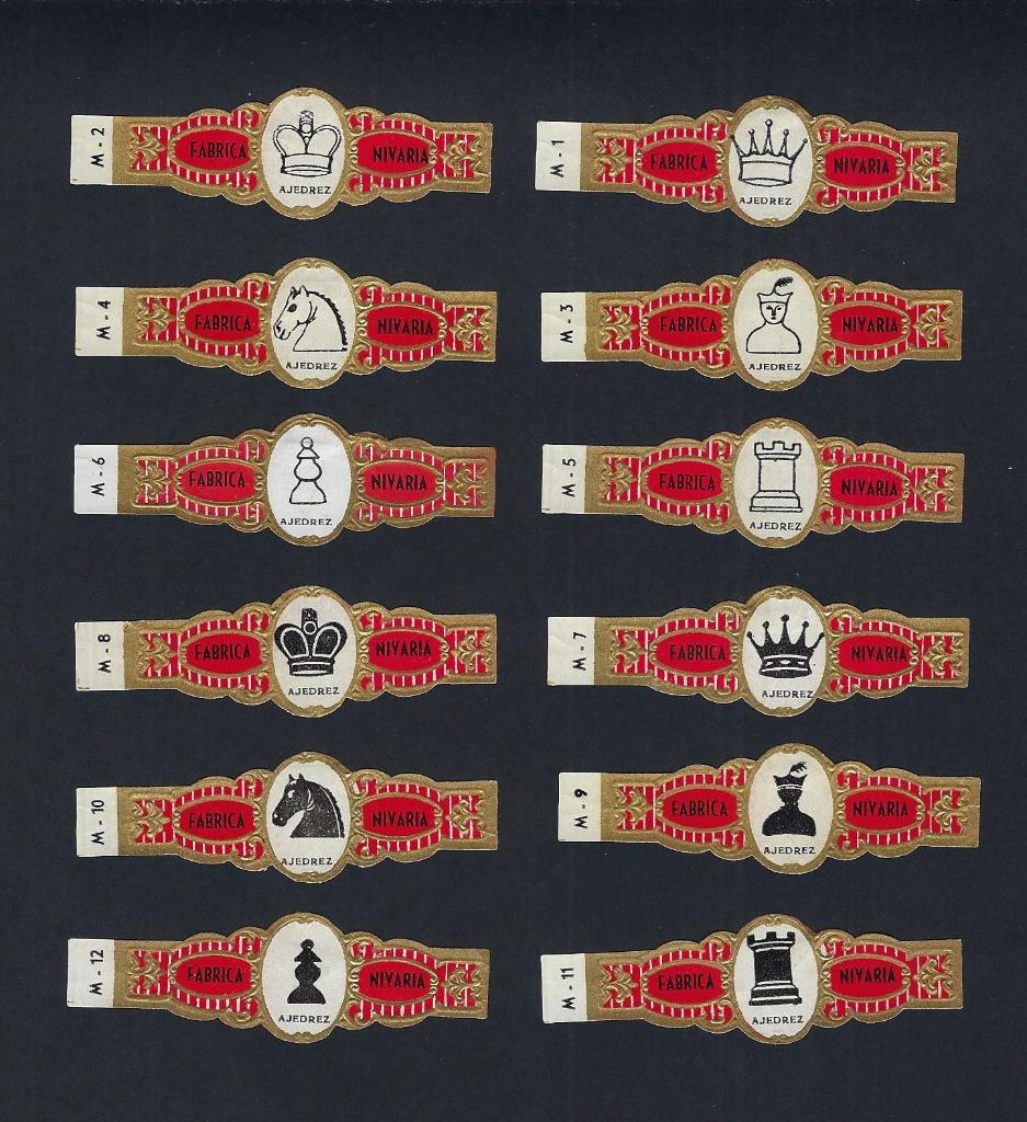 MARCA NIVARIA, AJEDREZ, SERIE CUBANA COMPLETA, Verzenden, Nieuw, Sigarenbandjes