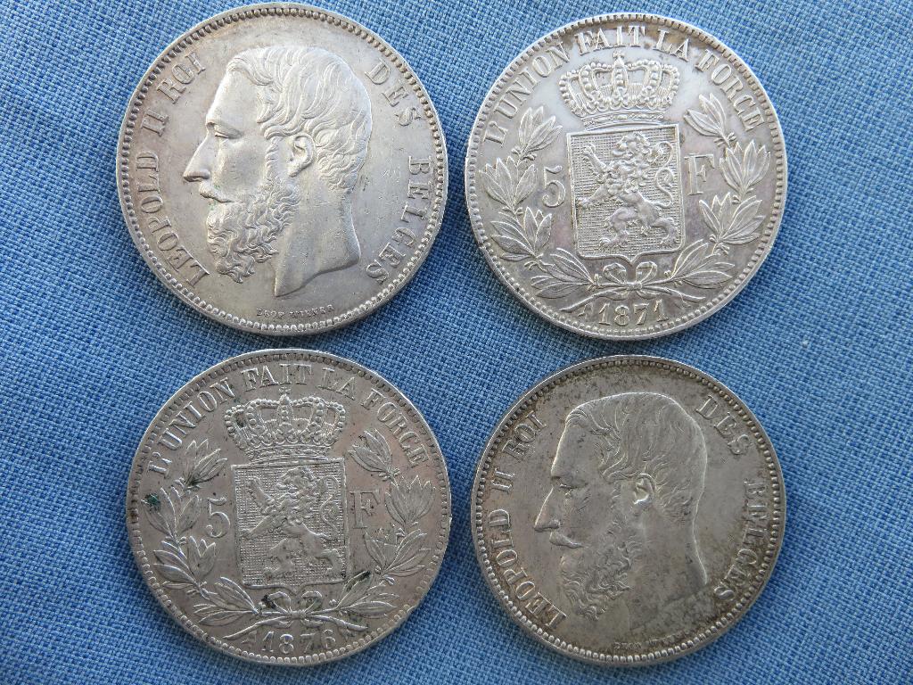 Leopold 2 – 5 frank stukken in zilver – 1868 tot 1875, Postzegels en Munten, Munten | België, Setje, Zilver, Ophalen of Verzenden