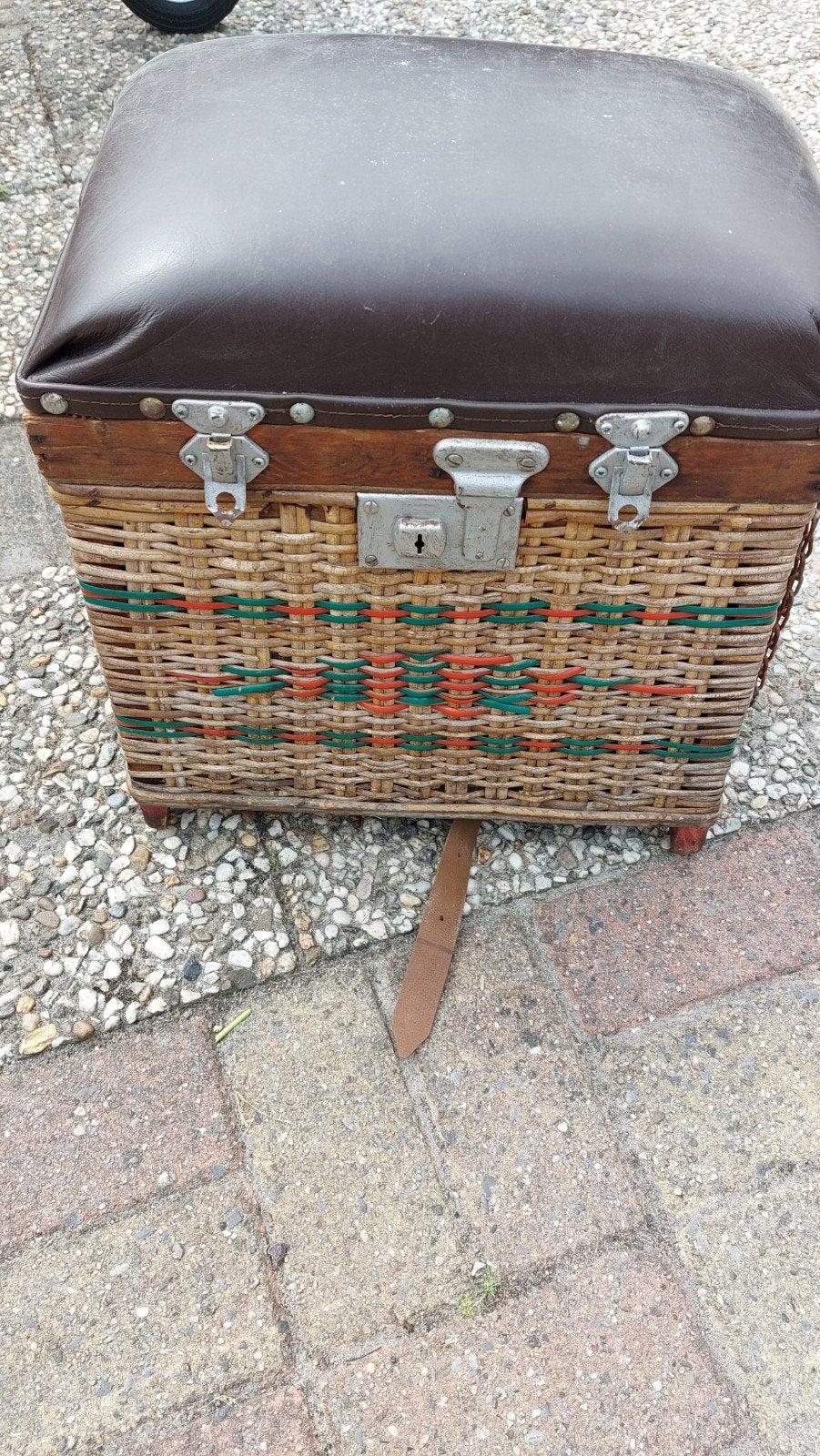 Vintage Antieke Viskoffer / Hocker met Opbergruimte, Ophalen of Verzenden