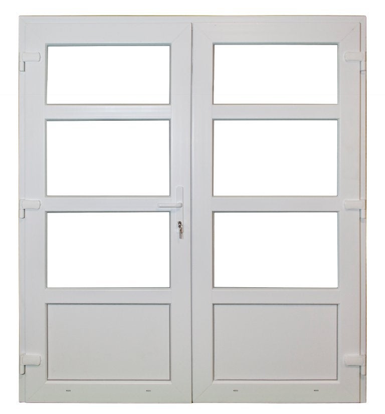 Kunststof Dubbele Deur 3/4 Glas Buiten B150 H204cm Wit, Niet ingevuld, Kunststof, 120 cm of meer, Niet ingevuld