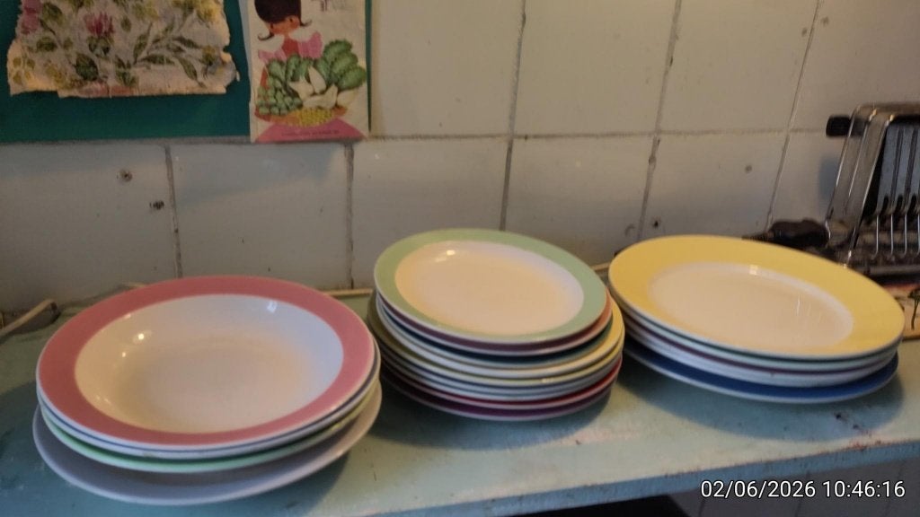 prachtig fifties retro vintage pastelkleurig servies, Ophalen of Verzenden