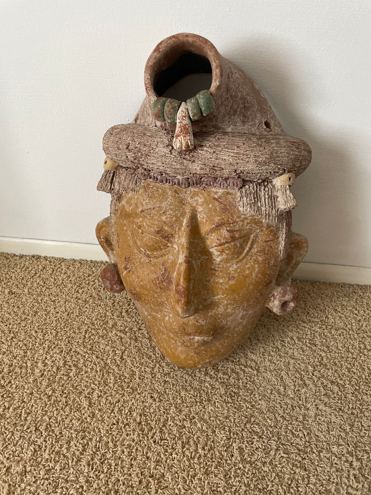 Decoratieve Azteekse Masker Wanddecoratie, Antiek en Kunst, Ophalen, Steen/keramiek, Masker, Handgemaakt