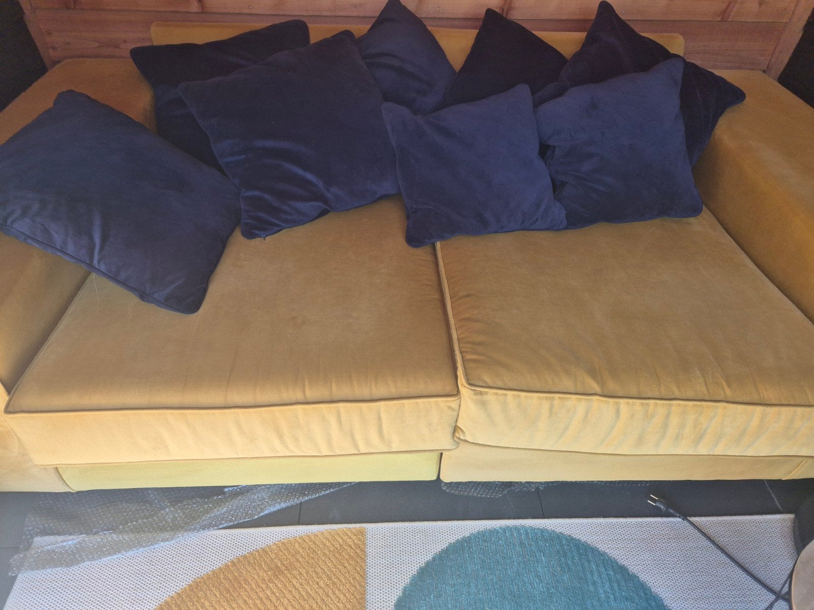 Gele Rofra bank op maat gemaakt, Gebruikt, Tweepersoons, 75 tot 100 cm, Ophalen of Verzenden