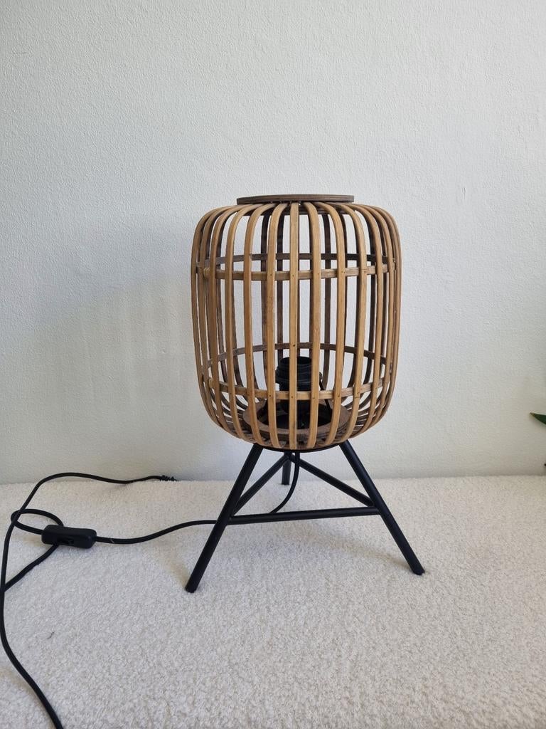 Stijlvolle bamboe tafellamp - 41x26cm, Bohemian, Modern, Natuurlijk, Gebruikt, Ophalen of Verzenden, Minder dan 50 cm