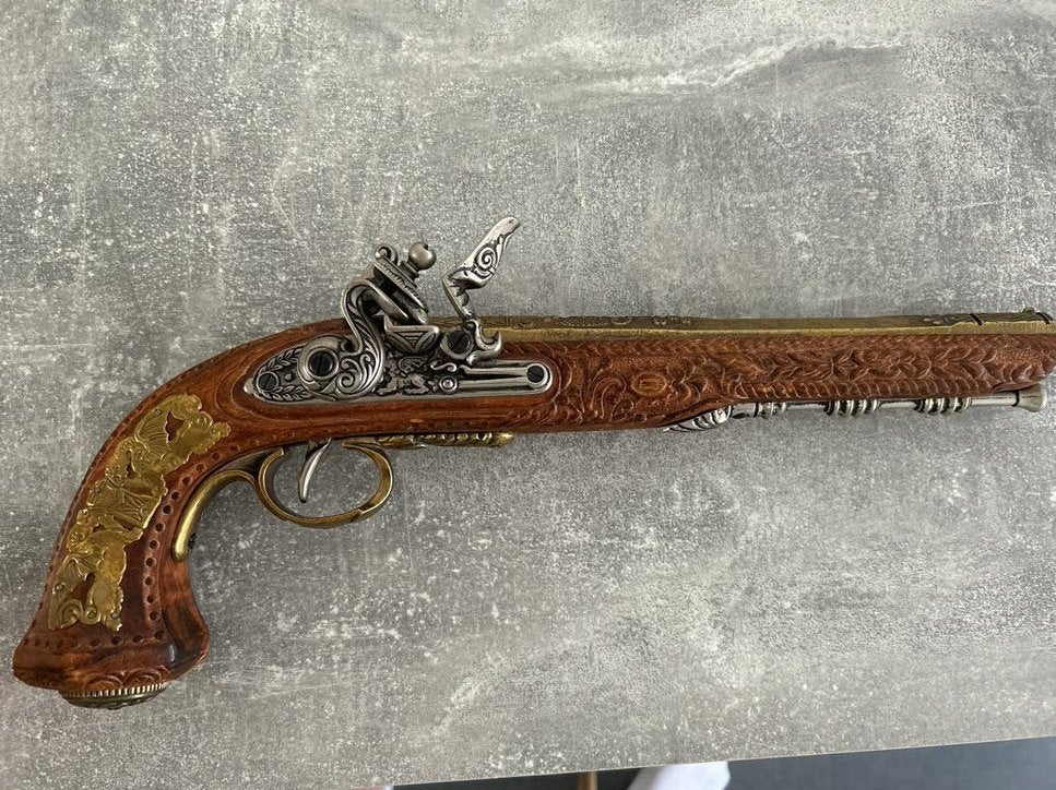 Decoratieve replica van een antiek vuursteenpistool, Antiek en Kunst, Ophalen