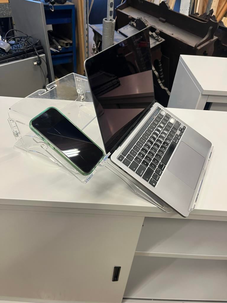 Acryl Laptop & Telefoonhouder, Mooi Gemaakt!, Computers en Software, Ophalen, Gebruikt, In diepte verstelbaar