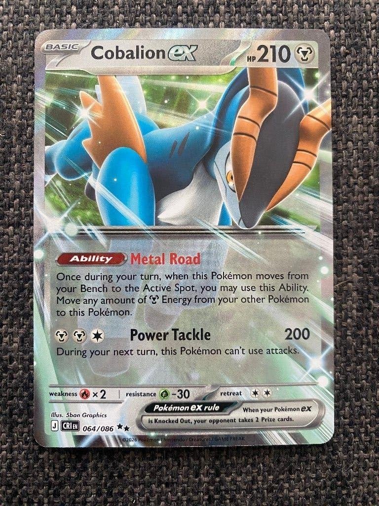 Cobalion EX CRI 064/086, Hobby en Vrije tijd, Verzamelkaartspellen | Pokémon, Ophalen of Verzenden, Nieuw, Losse kaart, Foil