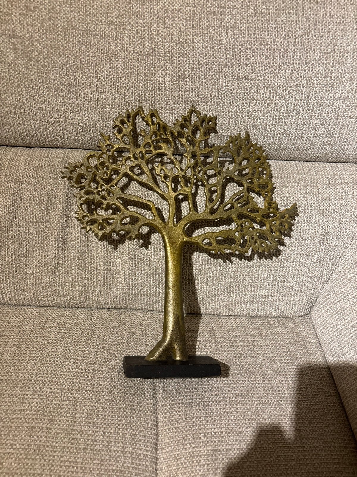 Decoratieve boom - Gouden metalen sculptuur op voet, Ophalen, Zo goed als nieuw, Goud, Metaal